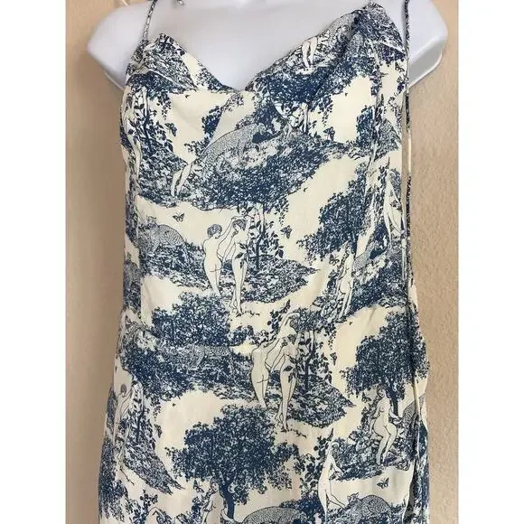 Reformation Kourtney Pastoral Side Slit Midi Dress Blue Size 12 - Picture 4 of 11